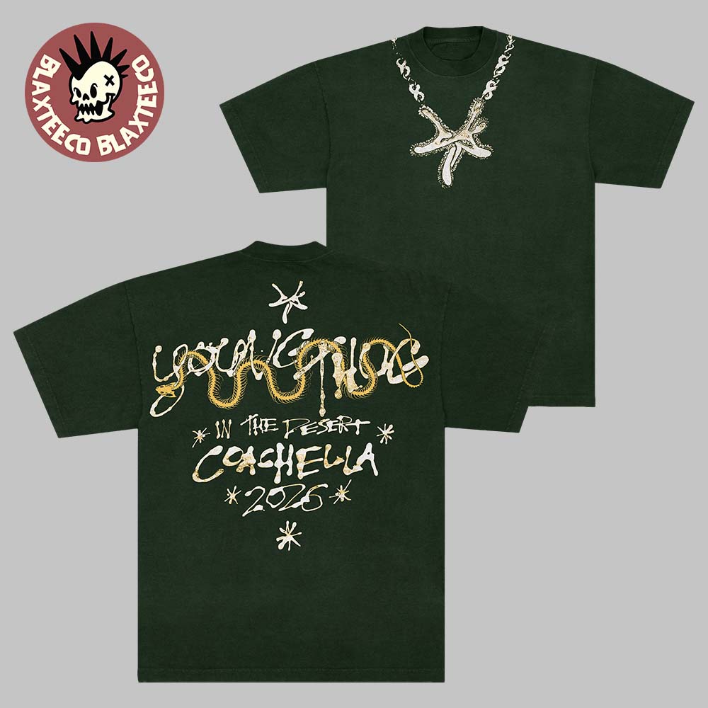 Young Thug In The Desert Coachella 2026 Festival Indio California Merch Sea Star Chain Green T-Shirt Young Thug In The Desert Coachella 2026 Festival Indio California Merch Sea Star Chain Green T-Shirt