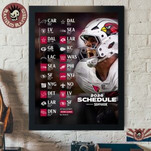Arizona Cardinals NFL 2026 Season Schedule All Kickoffs Home Decor Poster Canvas