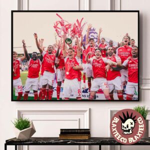 Arsenal 2025 2026 Premier League Champions Lifting The Trophy Up Celebration Photo Home Decor Poster Canvas