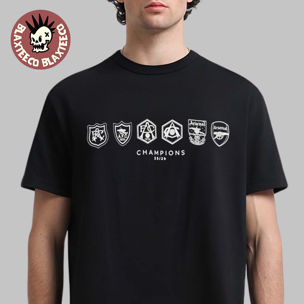 Arsenal 2026 Premier League Champions Where We Belong All Logos T-Shirt Arsenal 2026 Premier League Champions Where We Belong All Logos T-Shirt