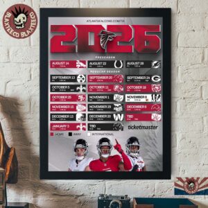 Atlanta Falcons NFL 2026 Schedule All Kickoffs Home Decor Poster Canvas