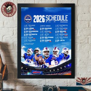 Buffalo Bills NFL 2026 Season Schedule All Kickoffs Home Decor Poster Canvas