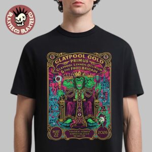 Claypool Gold Primus Claypool Lennon Delirium And The Frog Brigade Bend Oregon 2026 Gig Poster At Hayden Homes Amphitheater On May 22 2026 T-Shirt