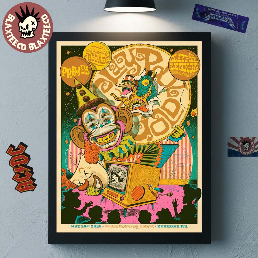 Claypool Gold Primus The Claypool Lennon Delirium and Frog Brigade Redmond Washington 2026 Gig Poster At Marymoor Live On May 23 2026 Poster Canvas Claypool Gold Primus The Claypool Lennon Delirium and Frog Brigade Redmond Washington 2026 Gig Poster At Marymoor Live On May 23 2026 Poster Canvas