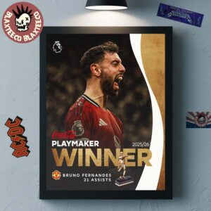 Congrats Bruno Fernandes From Manchester United Coca Cola 2025 2026 Playmaker Award Winner With 21 Assists Home Decor Poster Canvas