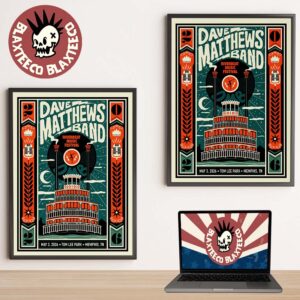 Dave Matthews Band Riverbeat Music Festival 2026 Gig Poster In Memphis Tennessee At Tom Lee Park On May 3 2026 Poster Canvas