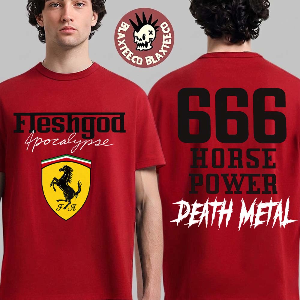 Fleshgod Apocalypse 2026 North America Tour Merch 666 Horse Power Ferrari Red T-Shirt Fleshgod Apocalypse 2026 North America Tour Merch 666 Horse Power Ferrari Red T-Shirt
