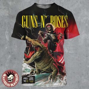 Guns N Roses F1 Miami Grand Prix Florida 2026 Venue Merch Poster At Hard Rock Live On April 30 2026 Skeleton Rides The Crocodile Art All Over Print Shirt
