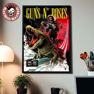 Guns N Roses F1 Miami Grand Prix Florida 2026 Venue Merch Poster At Hard Rock Live On April 30 2026 Skeleton Rides The Crocodile Art Poster Canvas