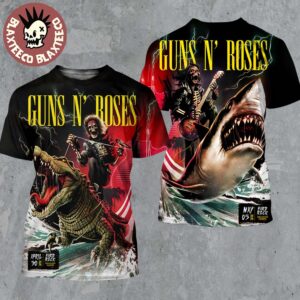 Guns N Roses Hollywood Florida 2026 Night 1 And 2 Combined Venue Poster At Hard Rock On April 30 And May 5 2026 Skeletons Riding Crocodile And Shark All Over Print Shirt