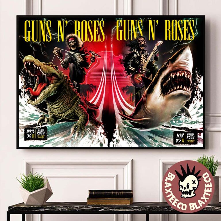 Sharks And Roses Guns N Roses Hollywood Florida 2026 Night 1 And 2 Combined Venue Poster ...