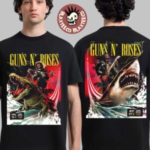 Guns N Roses Hollywood Florida 2026 Night 1 And 2 Combined Venue Poster At Hard Rock On April 30 And May 5 2026 Skeletons Riding Crocodile And Shark T-Shirt
