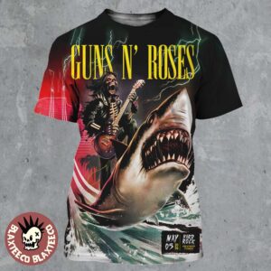 Guns N Roses Hollywood Florida 2026 Night 2 Venue Poster At Hard Rock On May 5 2026 Skeleton Riding Shark Art All Over Print Shirt