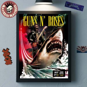 Guns N Roses Hollywood Florida 2026 Night 2 Venue Poster At Hard Rock On May 5 2026 Skeleton Riding Shark Art Home Decor Poster Canvas
