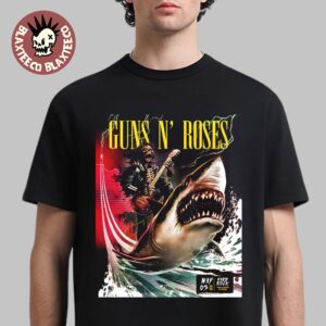 Guns N Roses Hollywood Florida 2026 Night 2 Venue Poster At Hard Rock On May 5 2026 Skeleton Riding Shark Art T-Shirt