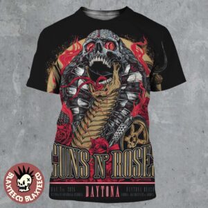 Guns N Roses Welcome To Rockville 2026 Festival Gig Poster In Daytona Beach On May 7 2026 The Cobra Skull Head Art All Over Print Shirt