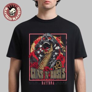 Guns N Roses Welcome To Rockville 2026 Festival Gig Poster In Daytona Beach On May 7 2026 The Cobra Skull Head Art T-Shirt