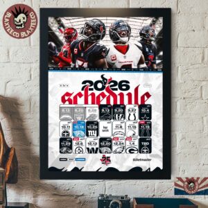 Houston Texans NFL 2026 Season Schedule All Kickoffs Home Decor Poster Canvas