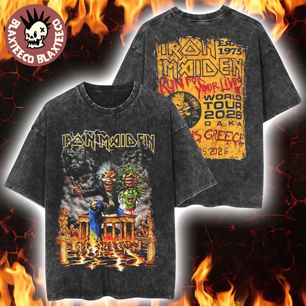 Iron Maiden Athens Greece 2026 Tour Exclusive Event Tee At Oaka On 23 May 2026 Vintage Washed Tee Iron Maiden Athens Greece 2026 Tour Exclusive Event Tee At Oaka On 23 May 2026 Vintage Washed Tee