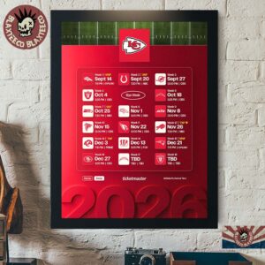 Kansas City Chiefs NFL 2026 Season Schedule All Kickoffs Home Decor Poster Canvas