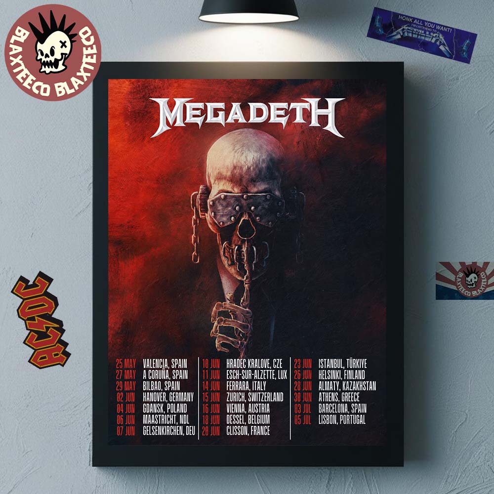 Megadeth 2026 Farewell Tour Europe Schedule Dates Home Decor Poster Canvas Megadeth 2026 Farewell Tour Europe Schedule Dates Home Decor Poster Canvas