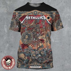Metallica M72 Athens 2026 Pop Up Shop Poster At Greece Olympic Stadium On May 9 2026 The Warrior With Medusa Shield Art By Juan Ma Orozco All Over Print Shirt