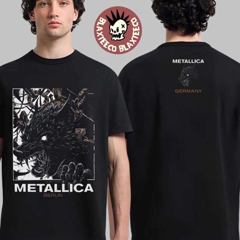 Metallica M72 Berlin Germany 2026 Pop Up Shop Merch Tee At Olympiastadion On 30 May 2026 The Wolf Art Two Sided T Shirt