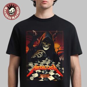 Metallica M72 Frankfurt 2026 Pop Up Shop Poster At Frankfurt Germany Deutsche Bank Park On 22 And 24 May 2026 Skeleton Playing Chess Art T-Shirt