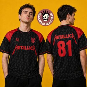 Metallica M72 World Tour 2026 Europe And UK Merchandise 81 Black And Red Football Jersey
