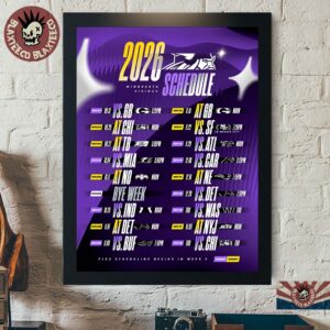 Minnesota Vikings NFL 2026 Season Schedule All Kickoffs Home Decor Poster Canvas