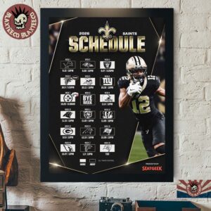 New Orleans Saints NFL 2026 Schedule All Kickoffs Home Decor Poster Canvas
