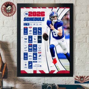 New York Giants NFL 2026 Season Schedule All Kickoffs Home Decor Poster Canvas