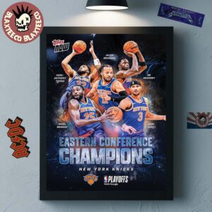 New York Knicks 2025 2026 NBA Eastern Conference Champions X Topps Now Card Art Poster Canvas