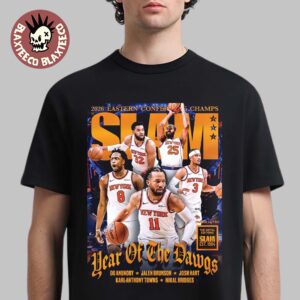 New York Knicks SLAM 262 Year Of The Dawgs 2026 Eastern Conference Champs Magazine Cover Orange Metal Editions Premium T-Shirt