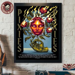 Pixies Europe And UK Tour 2026 Merch Poster Flaming Roses Art With Dates Home Decor Poster Canvas