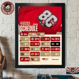 San Francisco 49ers NFL 2026 Season Schedule All Kickoffs Home Decor Poster Canvas