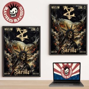 Skrilla Warsaw New York 2026 Venue Poster On June 13 2026 Skeleton Statue of Liberty Art Home Decor Poster Canvas