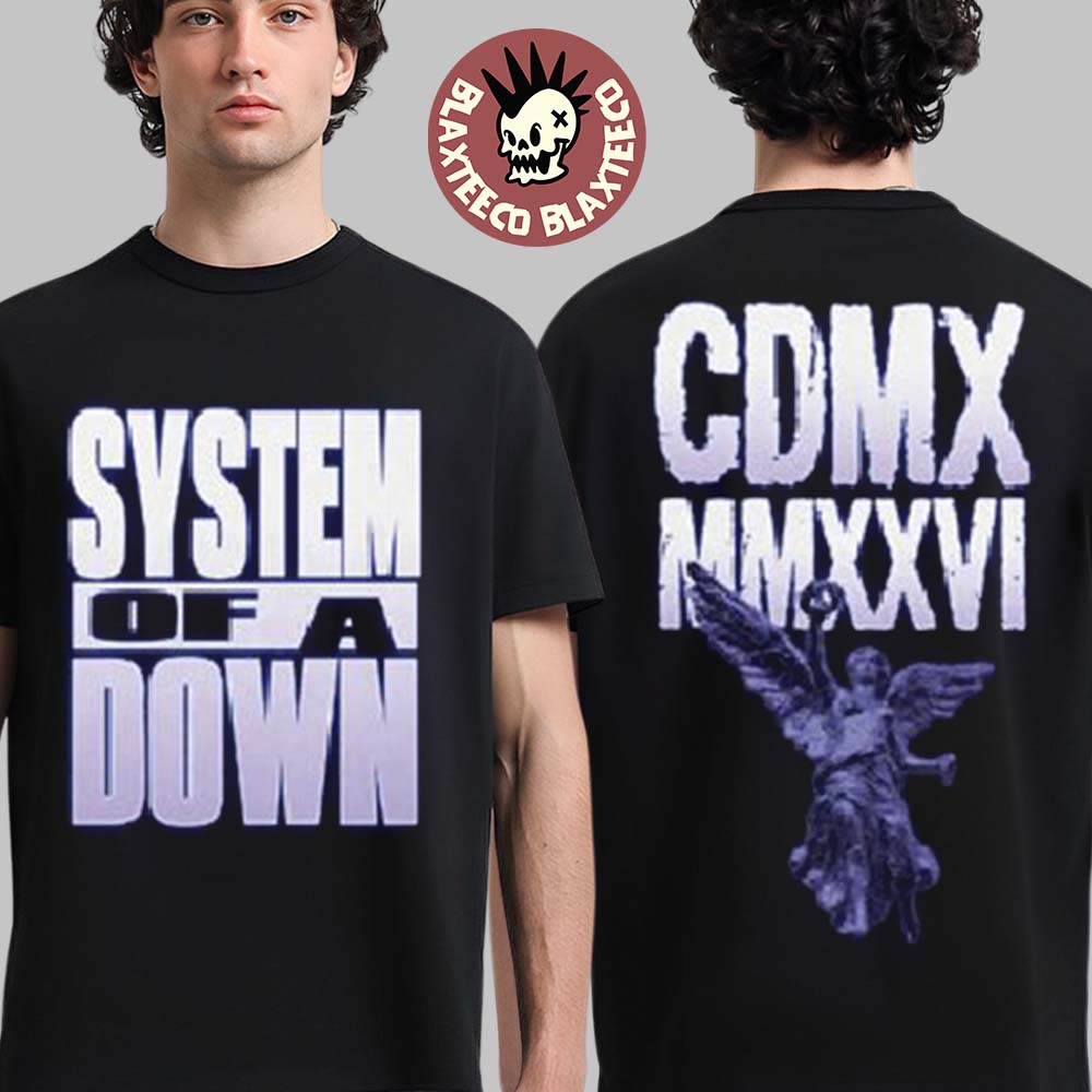 System Of A Down CDMX Mexico 2026 Pop Up Shop Merch Tee At Estadio GNP Seguros On 27 And 28 May 2026 Angel Statue T-Shirt System Of A Down CDMX Mexico 2026 Pop Up Shop Merch Tee At Estadio GNP Seguros On 27 And 28 May 2026 Angel Statue T-Shirt
