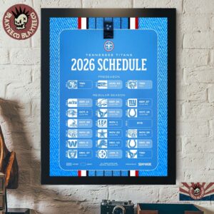 Tennessee Titans NFL 2026 Season Schedule All Kickoffs Home Decor Poster Canvas
