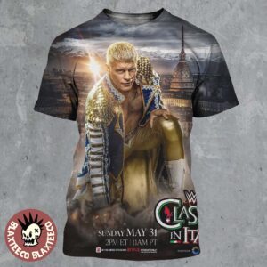 WWE Clash In Italy 2026 Official Poster Starring Cody Rhodes On May 31 2026 All Over Print Shirt