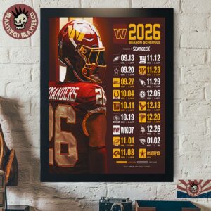 Washington Commanders NFL 2026 Season Schedule All Kickoffs Home Decor Poster Canvas