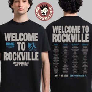 Welcome To Rockville 2026 Festival Merch Daytona Beach Florida From May 7 To 10 2026 Blue Stage T-Shirt
