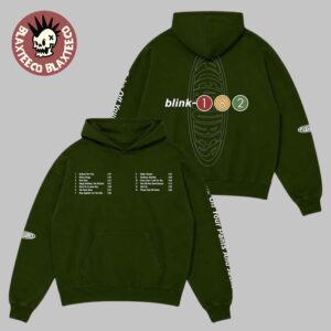 Blink-182 X Complex Take Off Your Pants and Jacket 25th Anniversary Merch Oval Tracklist Green Hoodie