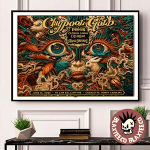 Claypool Gold Primus Claypool Lennon Delirium And Frog Brigade Charlotte North Carolina 2026 Event Poster At TD AMP Ballantyne On June 16 2026 Poster Canvas