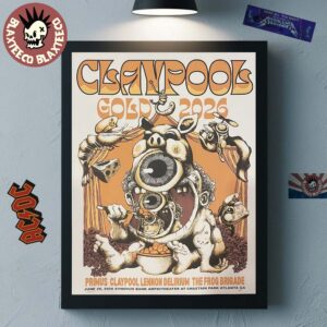 Claypool Gold Primus Claypool Lennon Delirium And The Frog Brigade 2026 Atlanta Georgia Event Poster At Synovus Bank Amphitheater On June 20 2026 Poster Canvas