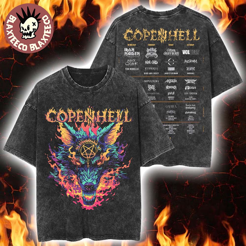 Copenhell Festival 2026 Merch Copenhagen Denmark From 24 To 27 June 2026 Lineup Wolf Pentagram Vintage Washed Tee Copenhell Festival 2026 Merch Copenhagen Denmark From 24 To 27 June 2026 Lineup Wolf Pentagram Vintage Washed Tee
