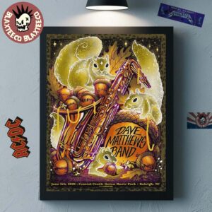 Dave Matthews Band Raleigh North Carolina 2026 Gig Poster At Coastal Credit Union Music Park On June 5 2026 Home Decor Poster Canvas