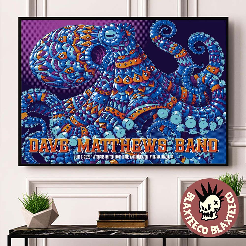 Dave Matthews Band Virginia Beach Virginia 2026 Event Poster At Veterans United Home Loans Amphitheater On June 6 2026 Octopus Art Poster Canvas Dave Matthews Band Virginia Beach Virginia 2026 Event Poster At Veterans United Home Loans Amphitheater On June 6 2026 Octopus Art Poster Canvas