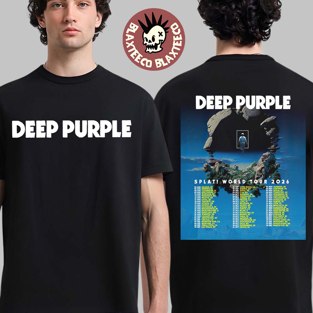 Deep Purple Splat World Tour 2026 Schedule Dates Two Sided T-Shirt Deep Purple Splat World Tour 2026 Schedule Dates Two Sided T-Shirt