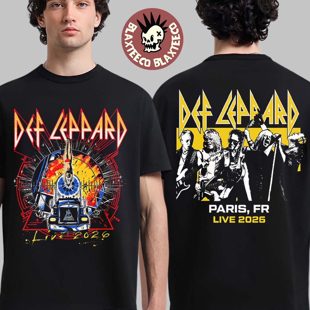 Def Leppard Live 2026 Tour UK And EU Merch Paris France Event T-Shirt Def Leppard Live 2026 Tour UK And EU Merch Paris France Event T-Shirt